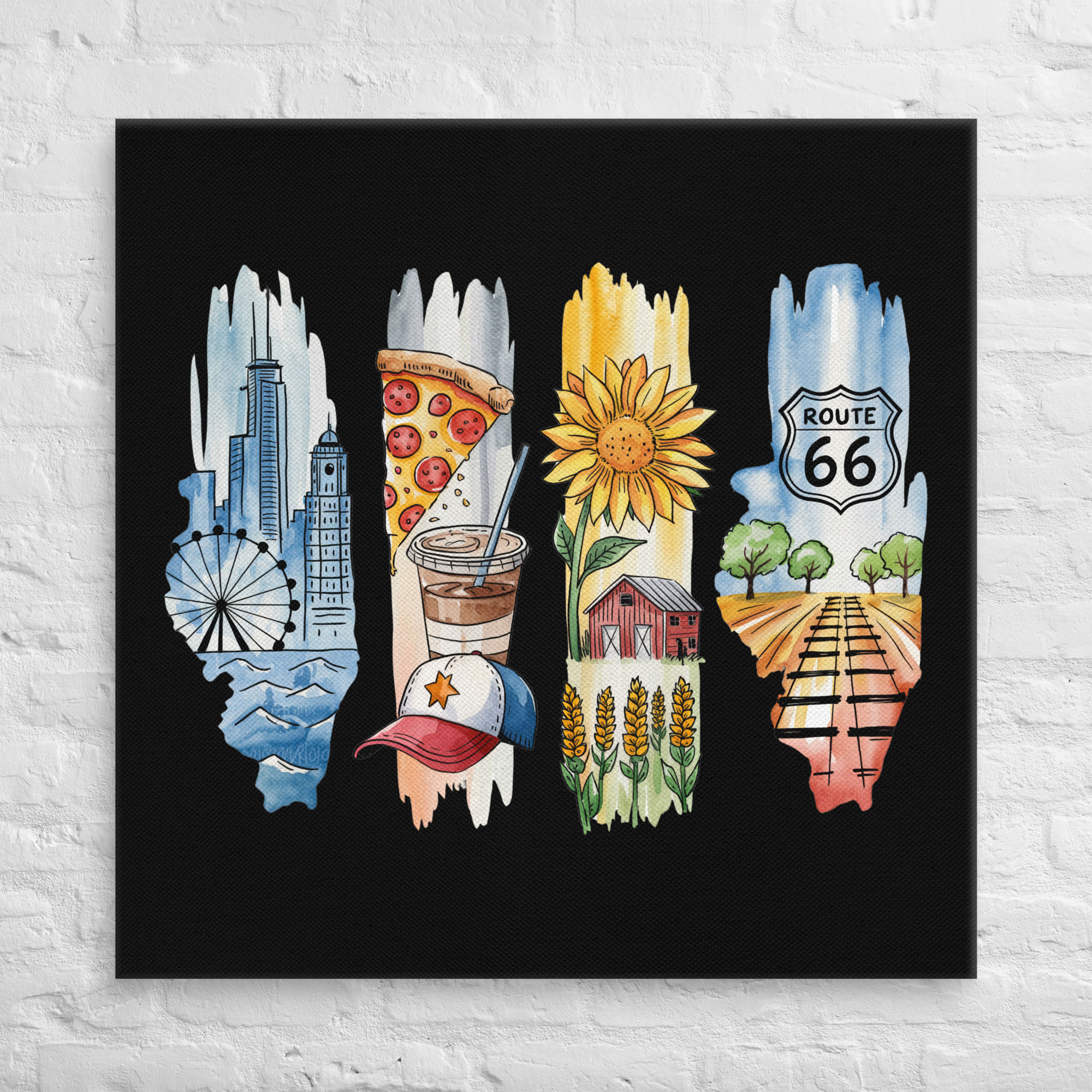Illinois Icons - Chicago, Route 66 & Heartland Views Canvas