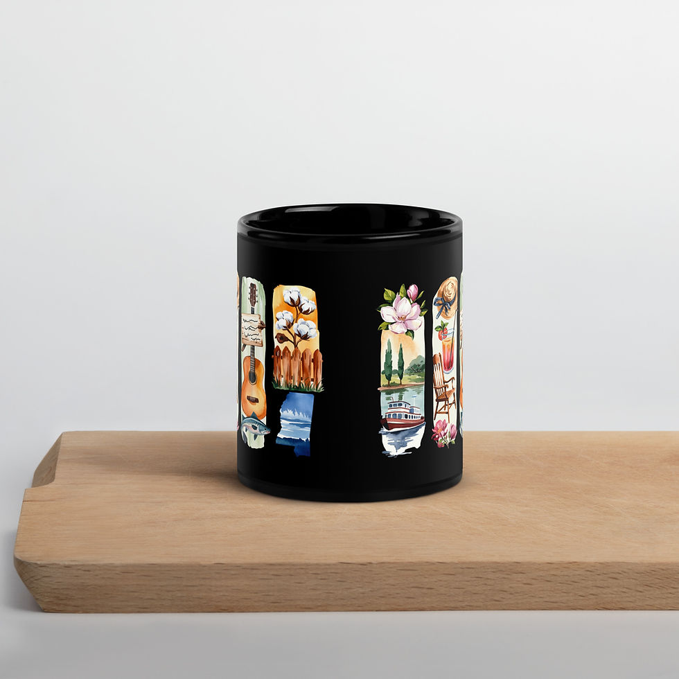 Mississippi Charm - River Views, Nature & History Black Glossy Mug