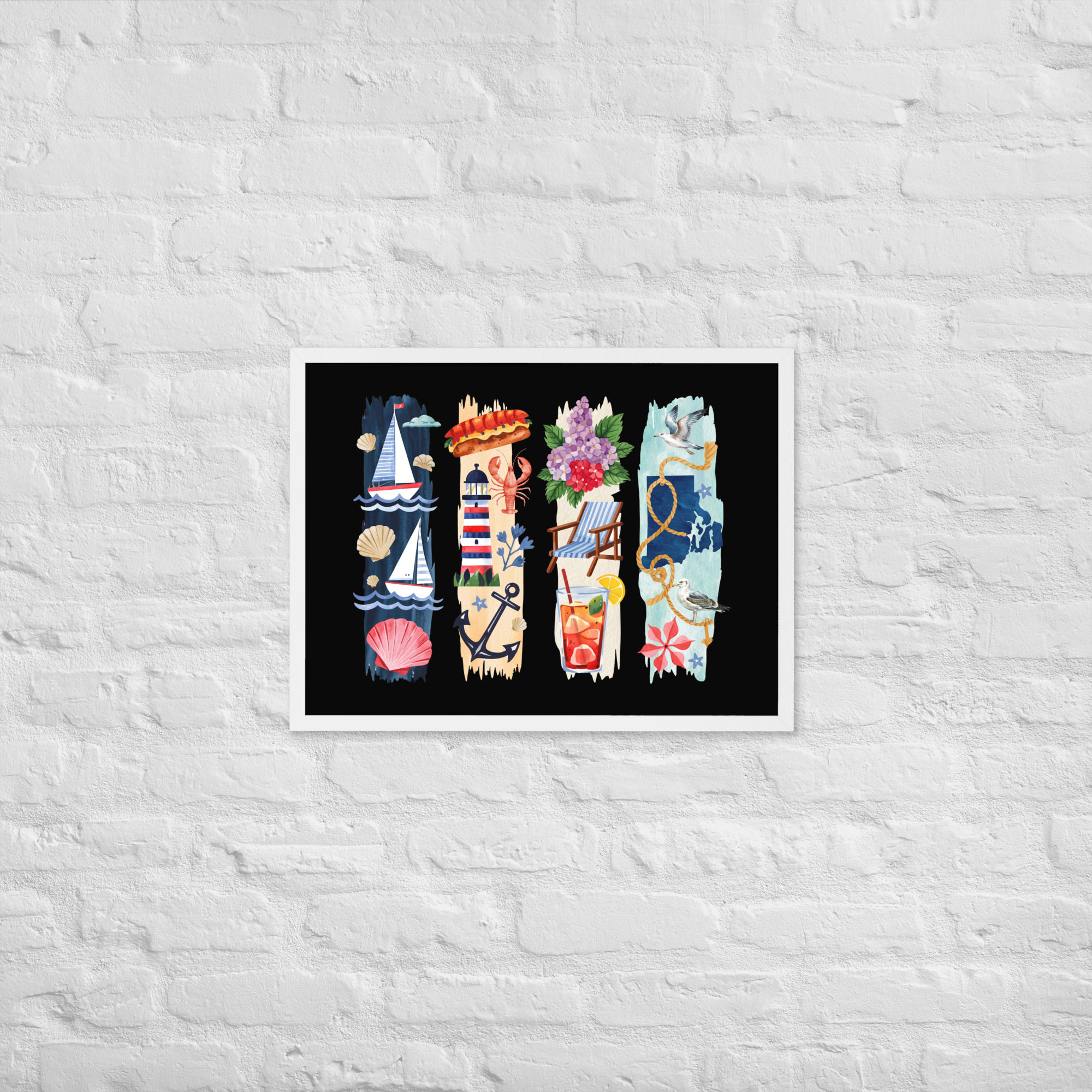 Rhode Island Vibes - Coast, Sailing & Historic Charm Framed Poster