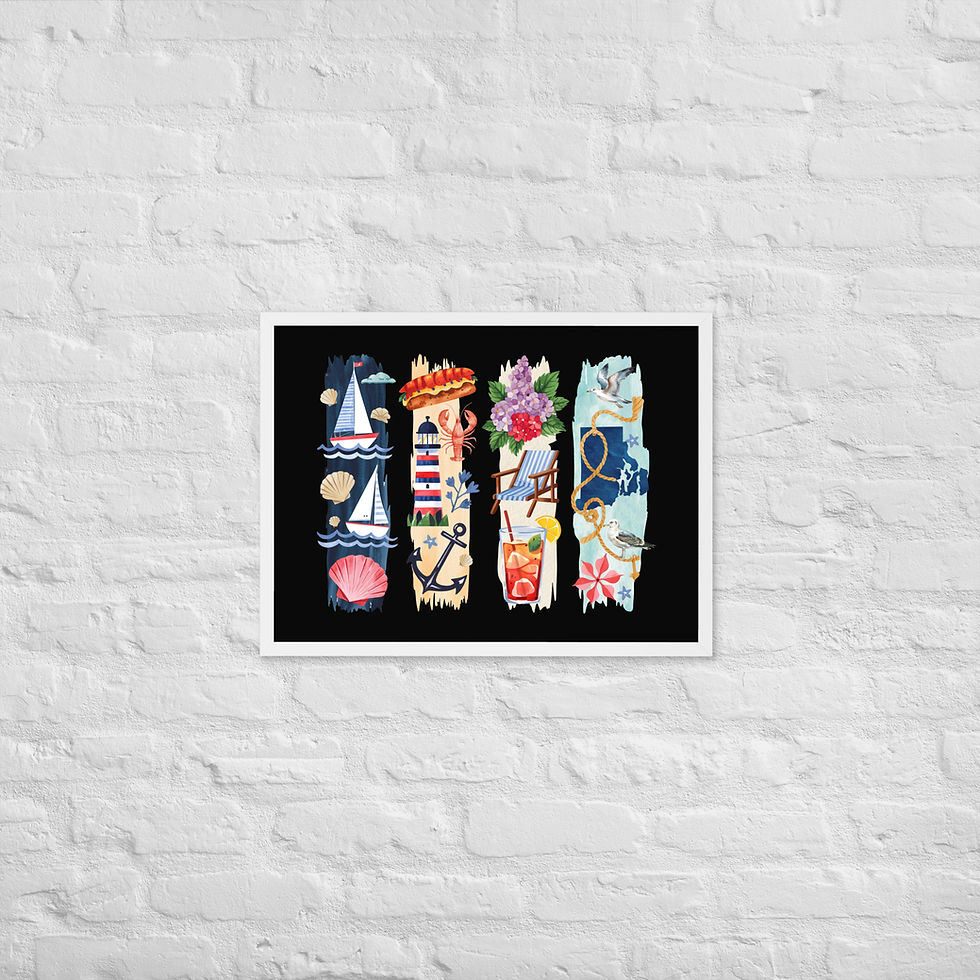 Rhode Island Vibes - Coast, Sailing & Historic Charm Framed Poster