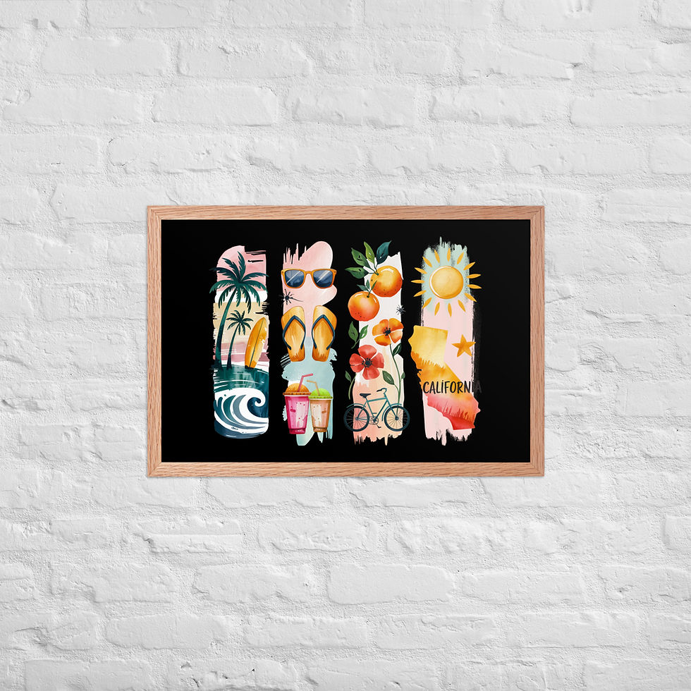 Thumbnail: California Dreamin' - Beaches, Sun & Scenic Brushstrokes Framed Poster