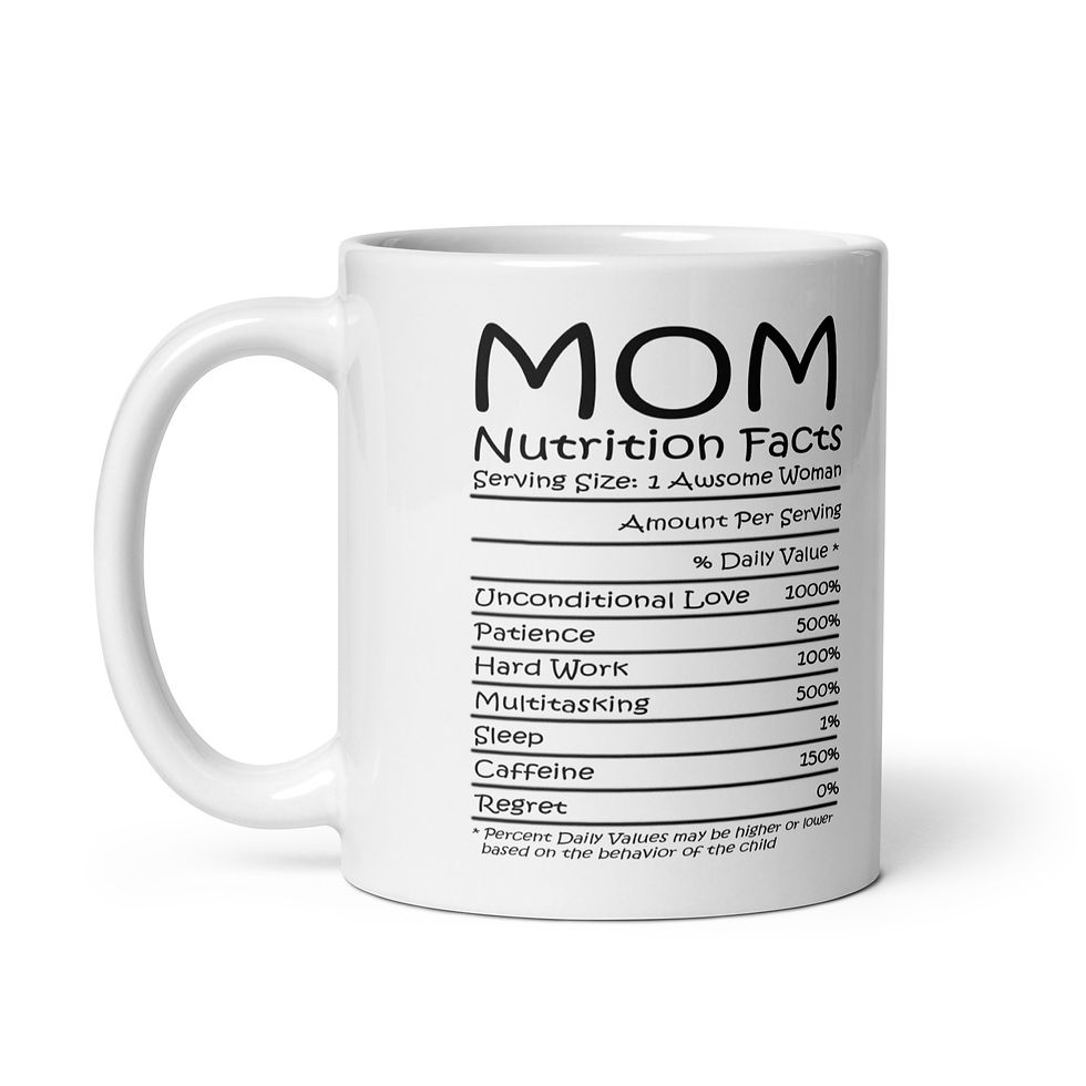 Thumbnail: Funny Mom Nutrition Facts Coffee Mug | Wildflower Line Art | Mother's Day Gift