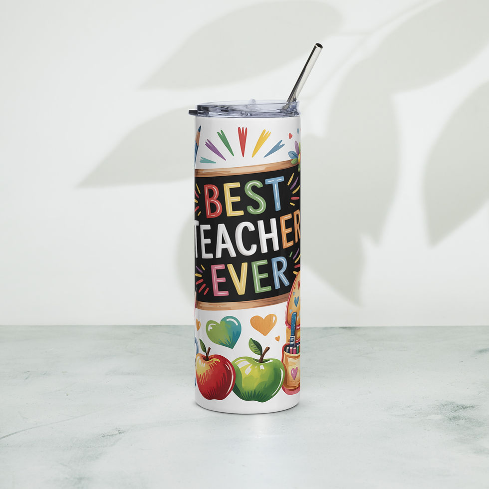 Best Teacher Ever Chalkboard and Colorful Pencils Stainless Steel Tumbler