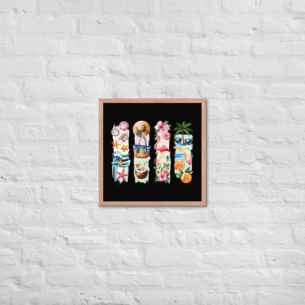 Thumbnail: Florida - Sunshine State, Beach, Palm Trees & Ocean Framed Poster