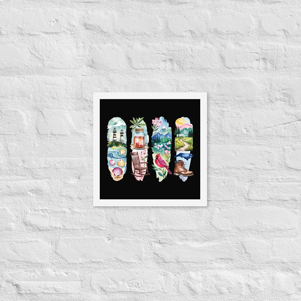 Thumbnail: North Carolina Vibes - Coast, Mountains & More Framed Poster