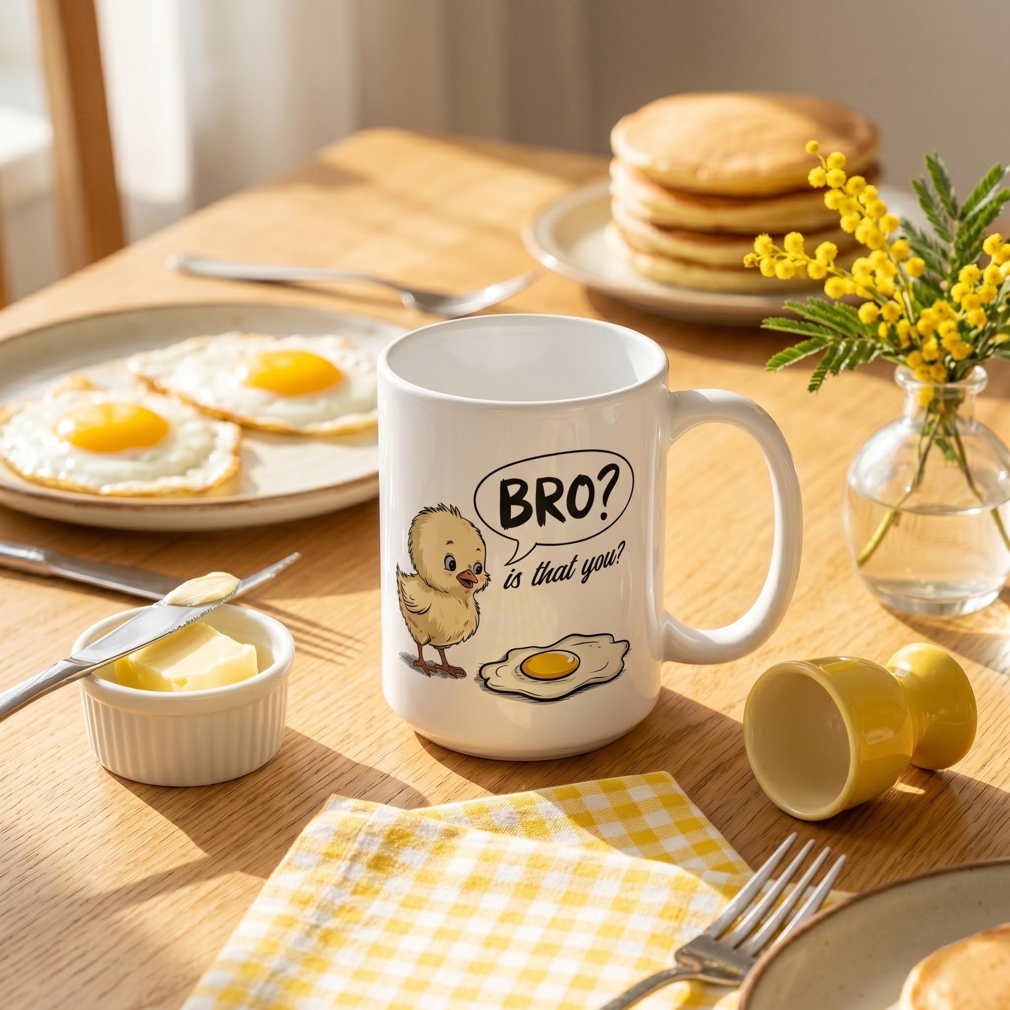 Bro Is That You Funny Chick and Egg Humor Quote Coffee Mug