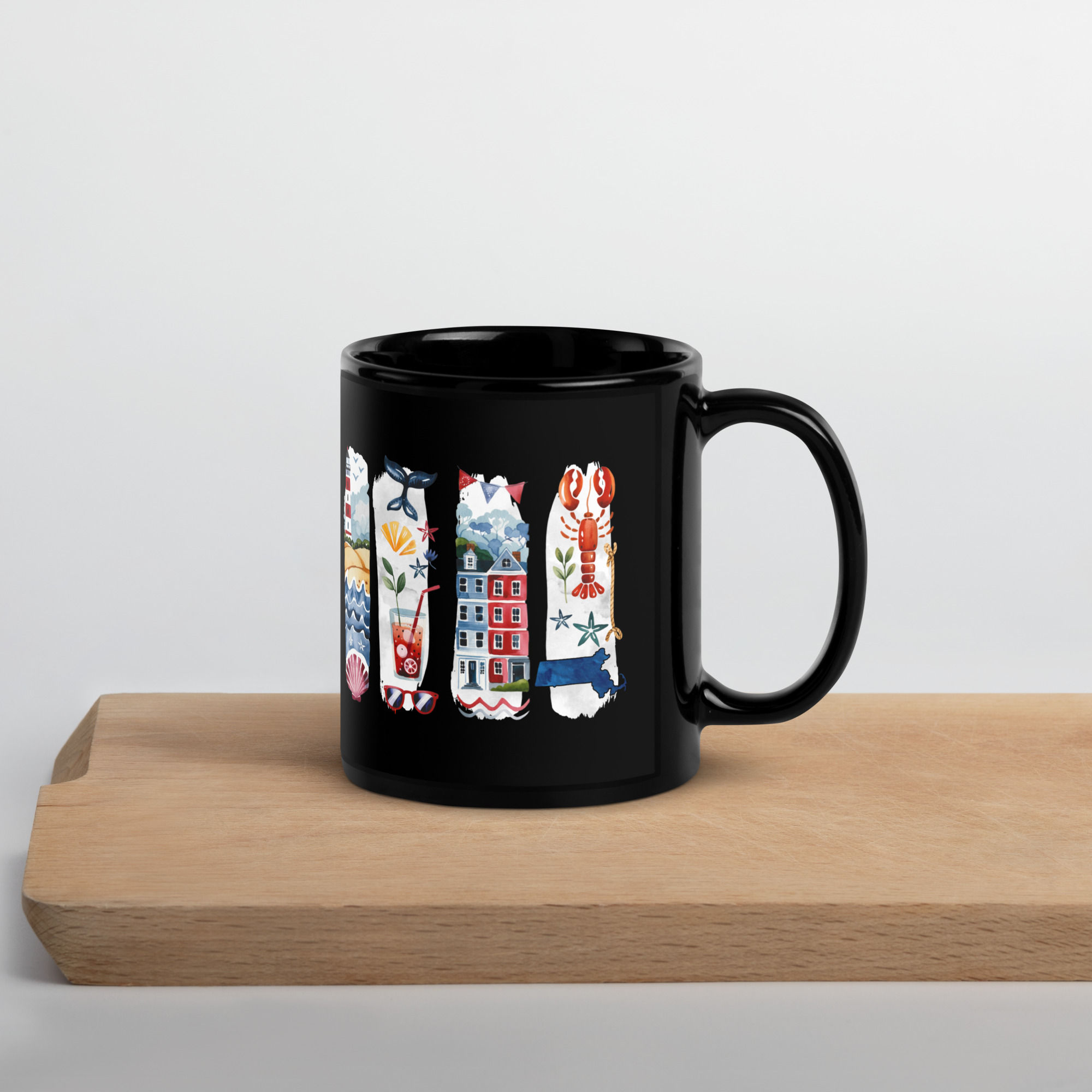 Massachusetts Moments - Coast, History & Nature Black Glossy Mug