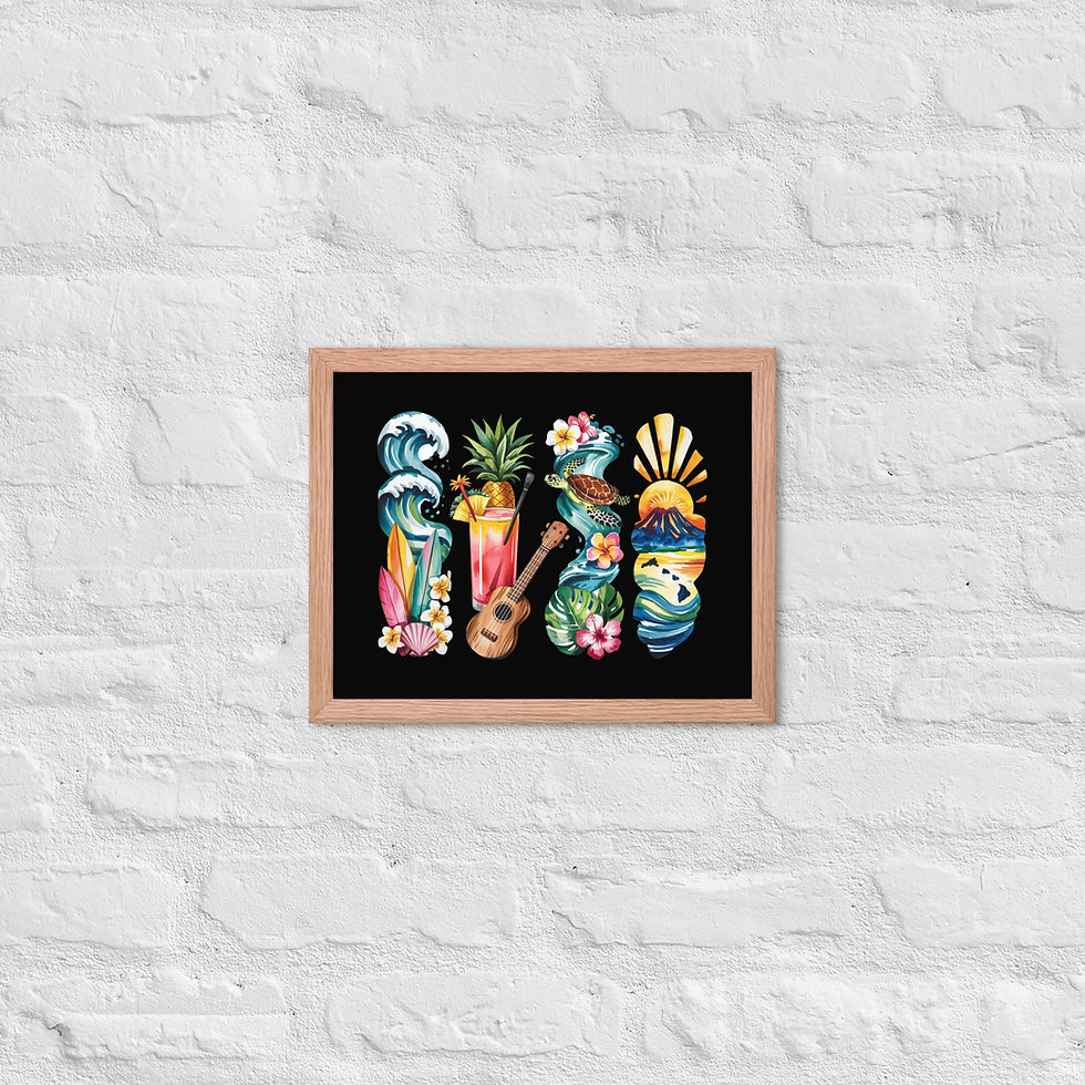 Thumbnail: Hawaii Islands - Beach, Corals, Culture & Natural Beauty Framed Poster