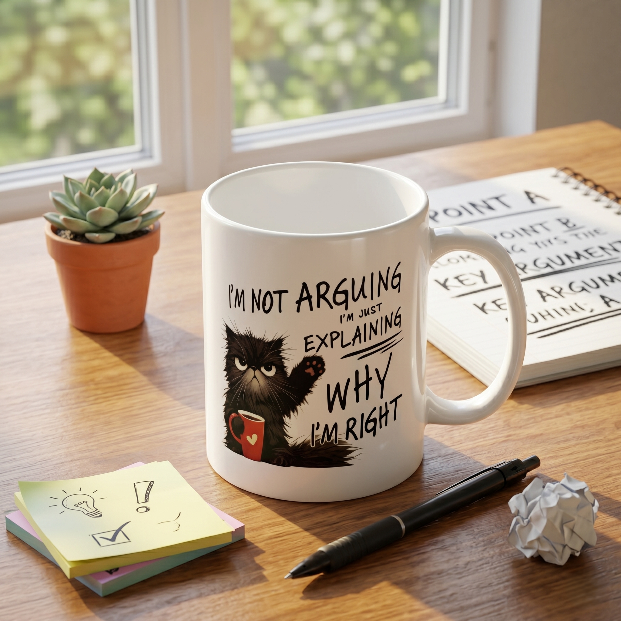 Sassy Cat Humor I’m Just Explaining Why I’m Right Coffee Mug