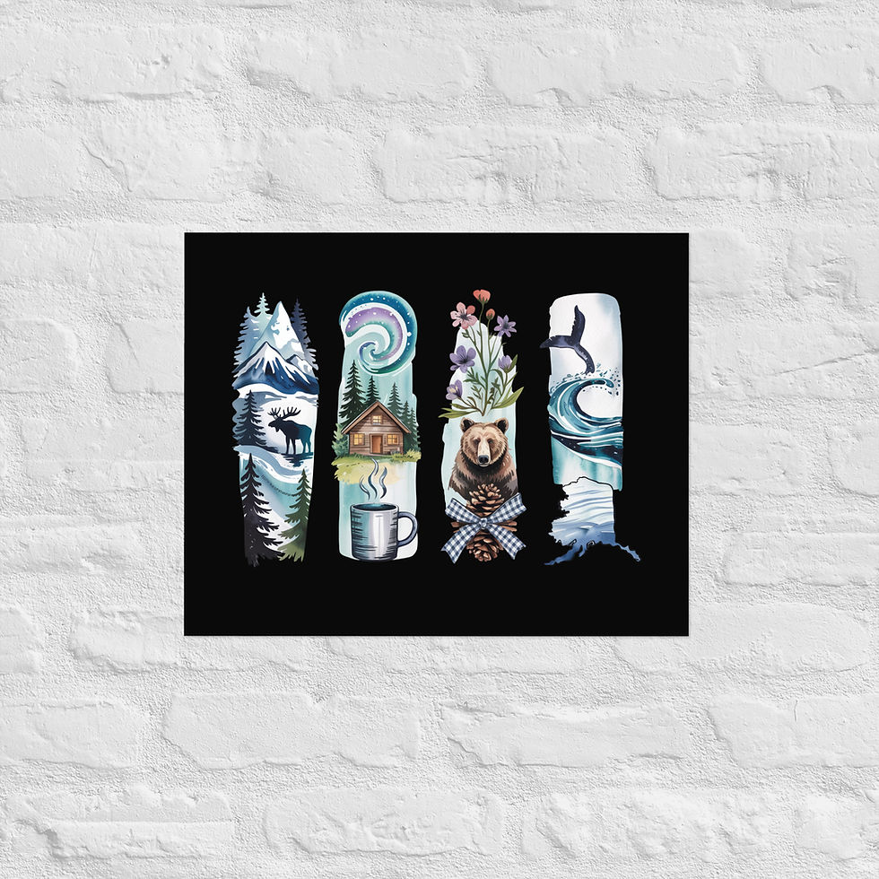 Thumbnail: Alaska - Glaciers, Wildlife, Forests & Northern Lights Poster