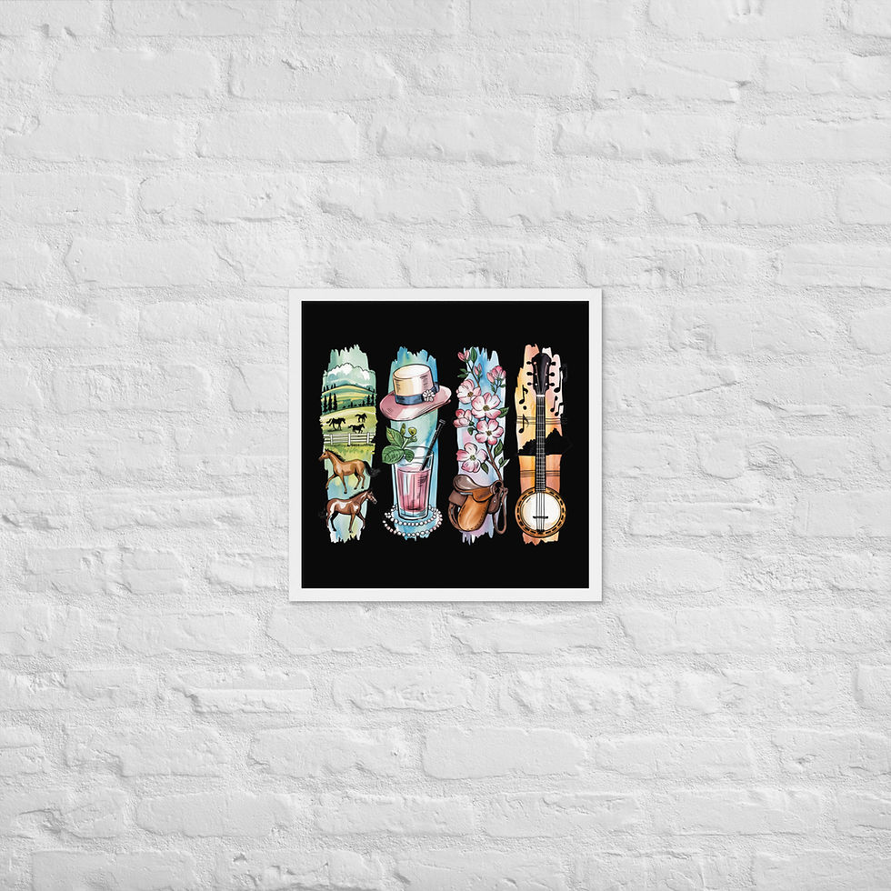 Thumbnail: Kentucky - Horse Racing, Hills, Bourbon & Bluegrass Music Framed Poster