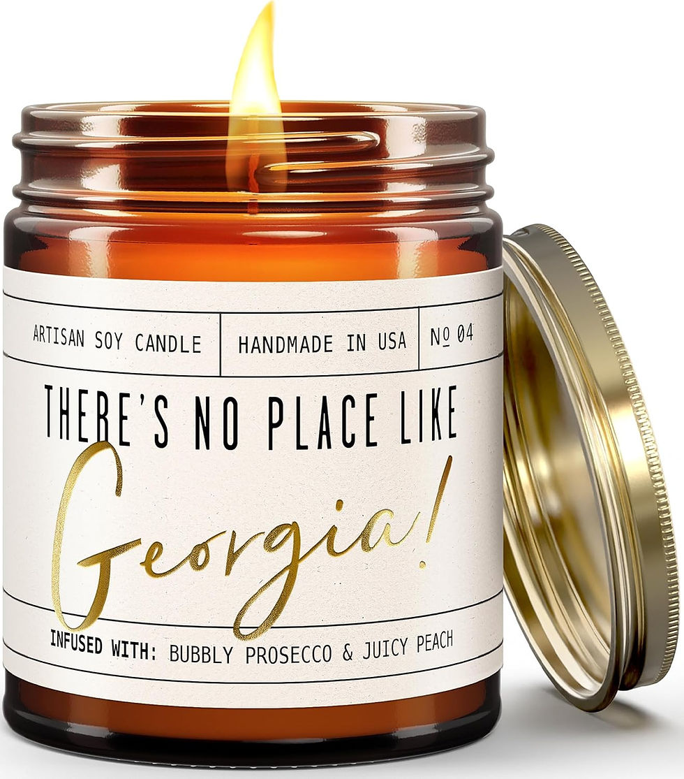 Georgia Gifts, Georgia Decor for Home - 'There's No Place Like Georgia Candle, w/Bubbly Prosecco & Juicy Peach - Light It Up and Let Georgia Fill the Room