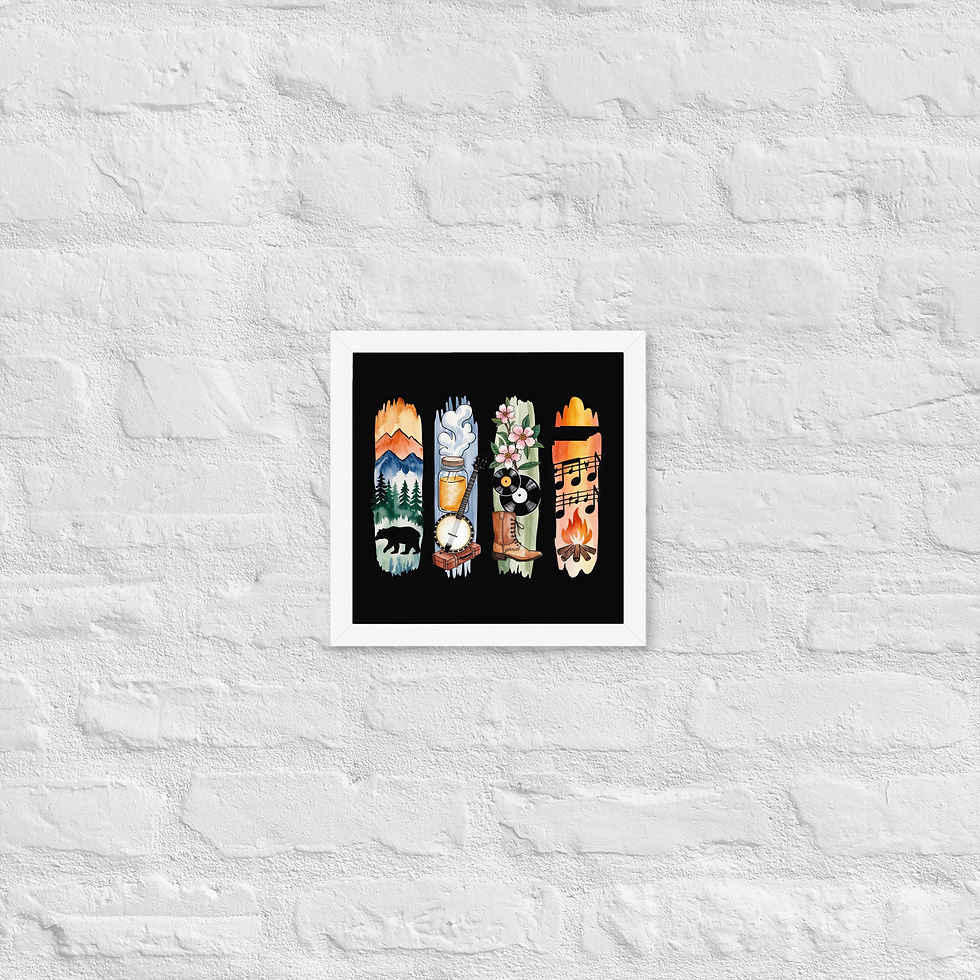 Thumbnail: Tennessee Vibes - Music, Mountains & Southern Charm Framed Poster