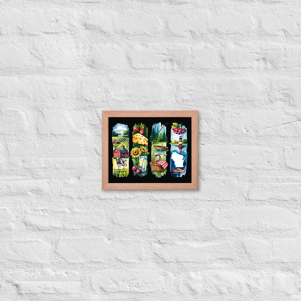 Wisconsin Life - Farms, Lakes & Outdoor Brushstrokes Framed Poster