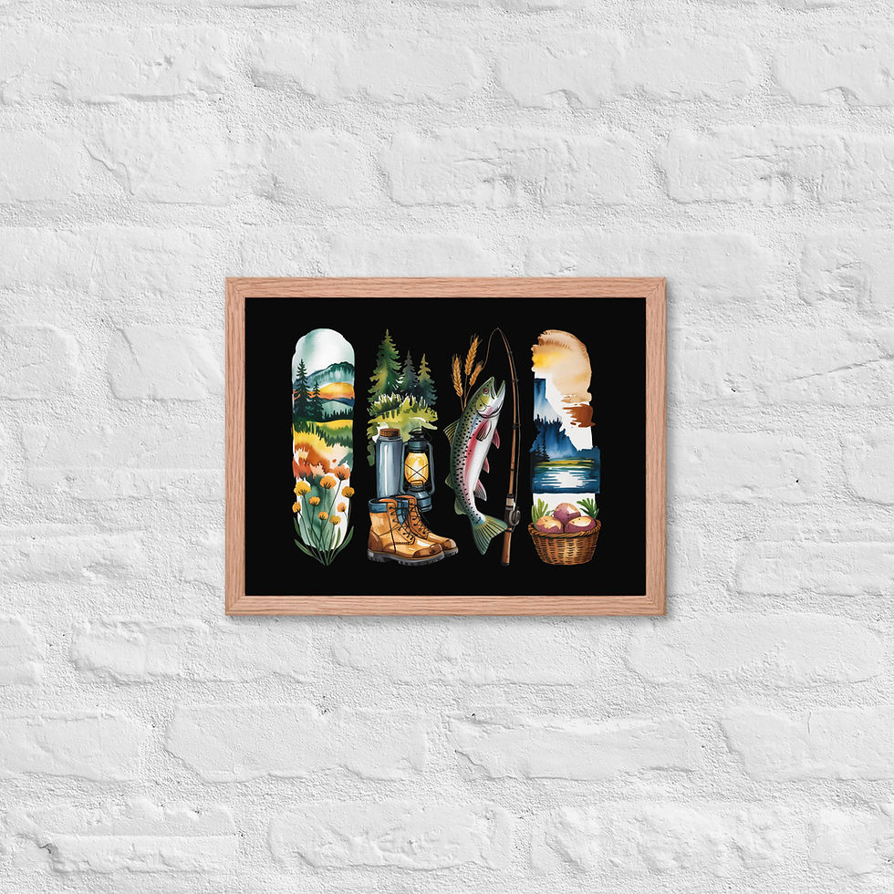 Thumbnail: Idaho Adventure - Mountains, Forests, Camping & Fishing Framed Poster