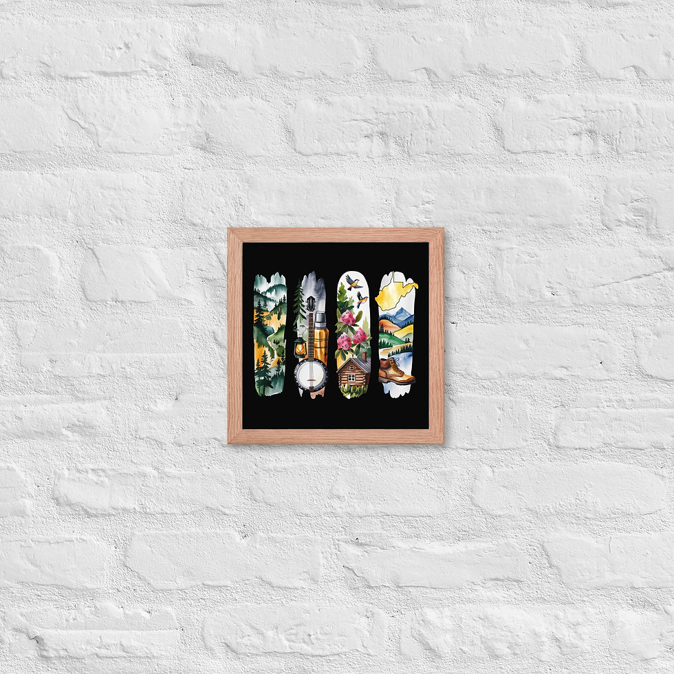 Thumbnail: West Virginia Wild - Mountains & River Brushstrokes Framed Poster