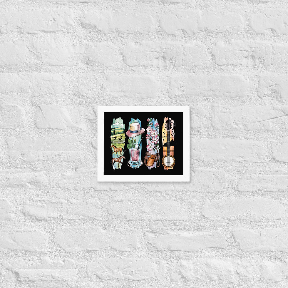 Thumbnail: Kentucky - Horse Racing, Hills, Bourbon & Bluegrass Music Framed Poster