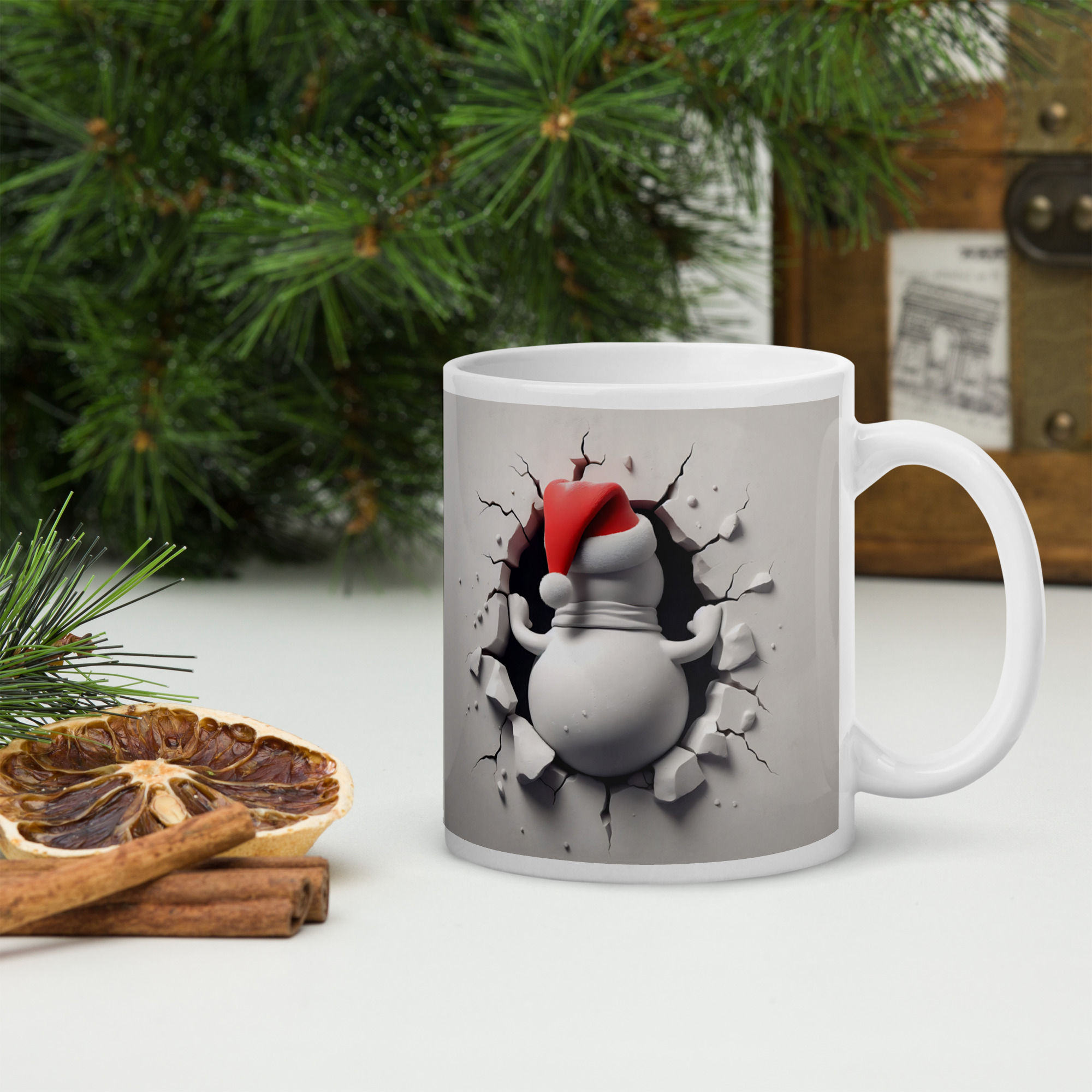Playful and Cute Snowman Scene for Cozy Christmas Vibes Coffee Mug