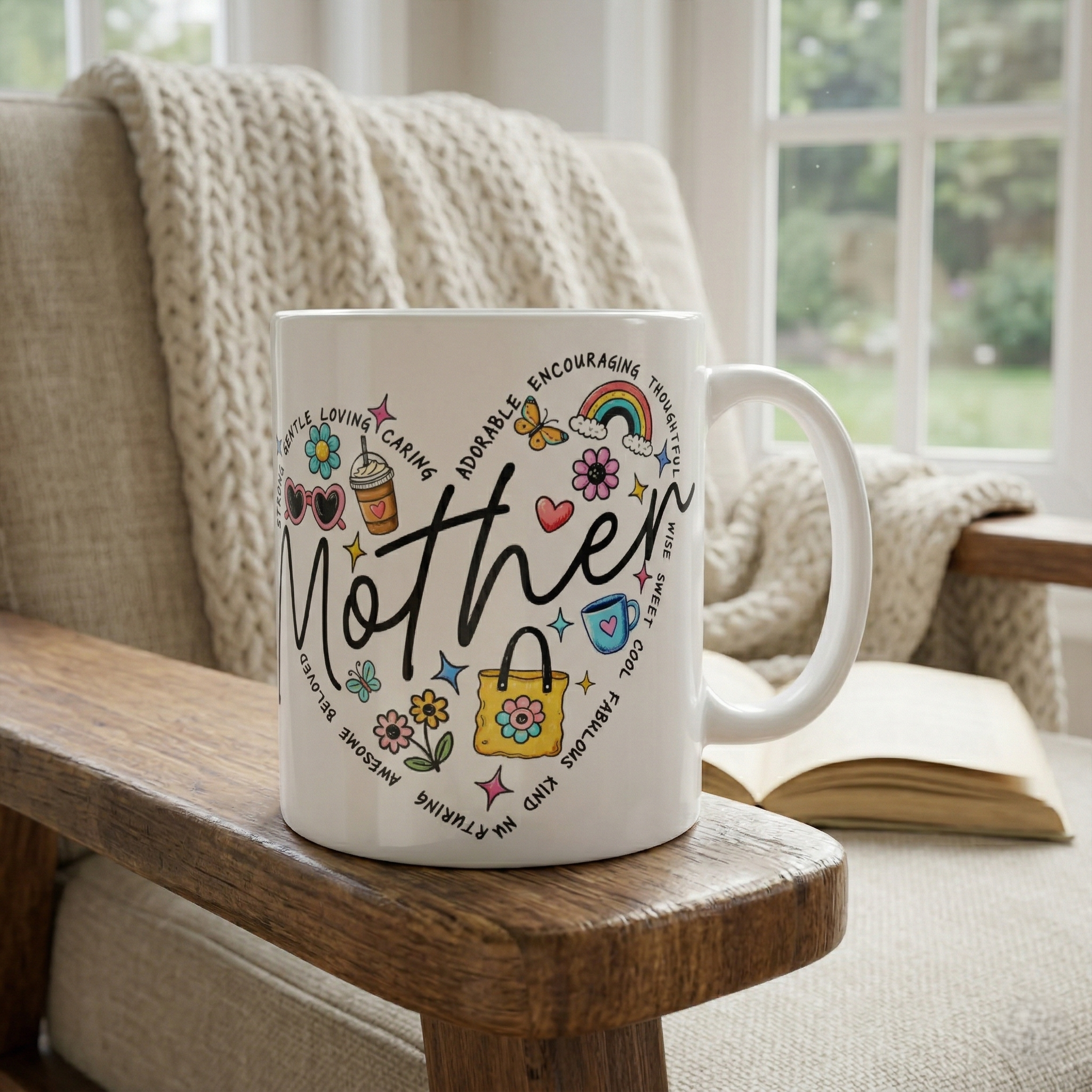 Floral Heart Typography Mom Coffee Mug | Cute Meaningful Mother's Day Gift