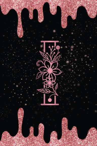 Letter I Rose Gold Floral Monogram Lined Journal