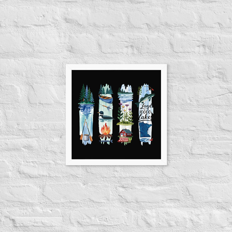 Thumbnail: Land of 10,000 Lakes - Minnesota Nature & Cabin Vibes Framed Poster