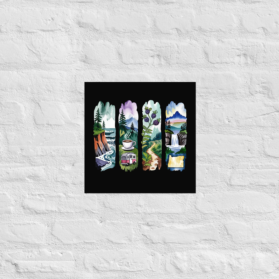 Thumbnail: Oregon Wild - Cliffs, Pines & Adventure Brushstrokes Poster