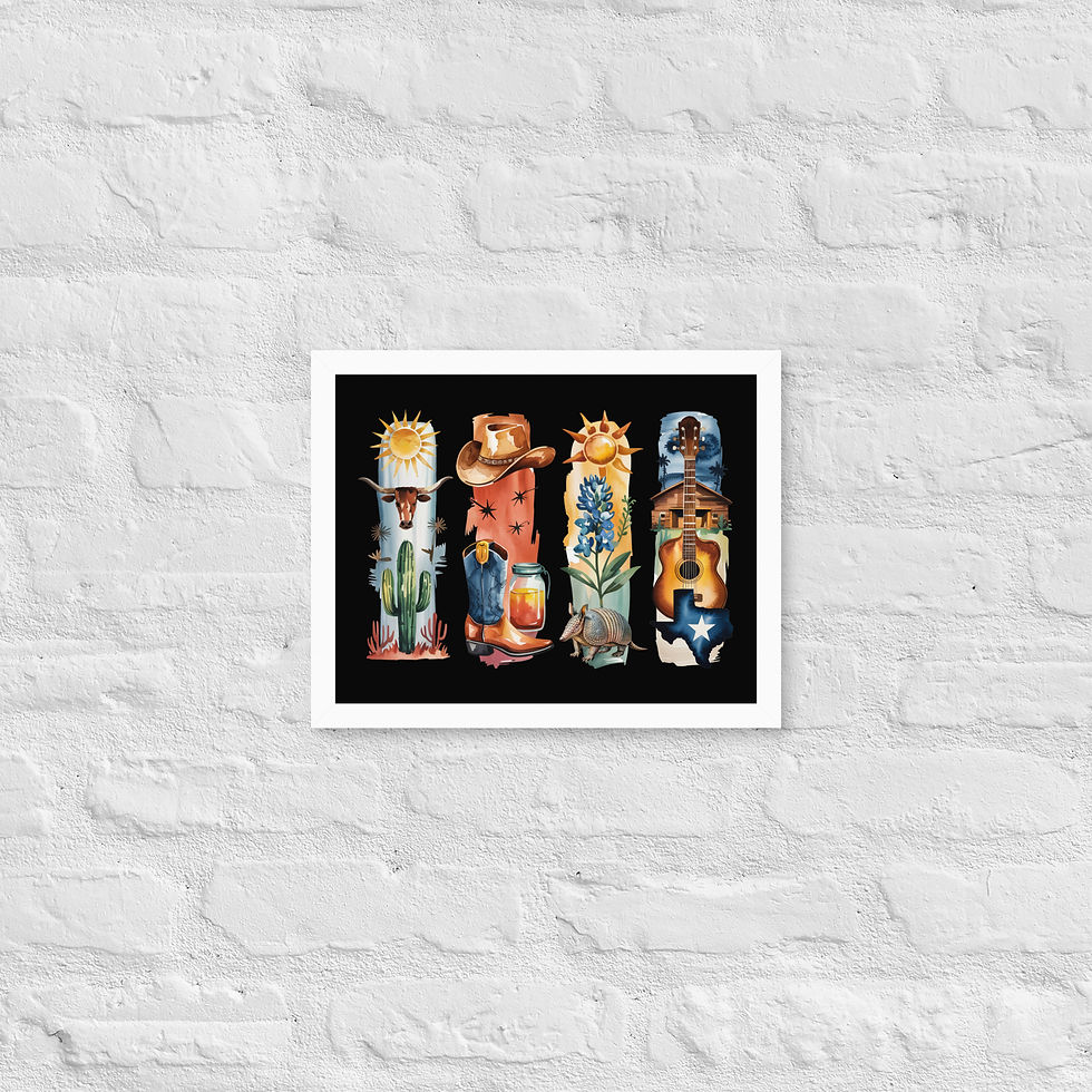 Thumbnail: True Texas Spirit - Desert, Cowboys & Western Vibes Framed Poster