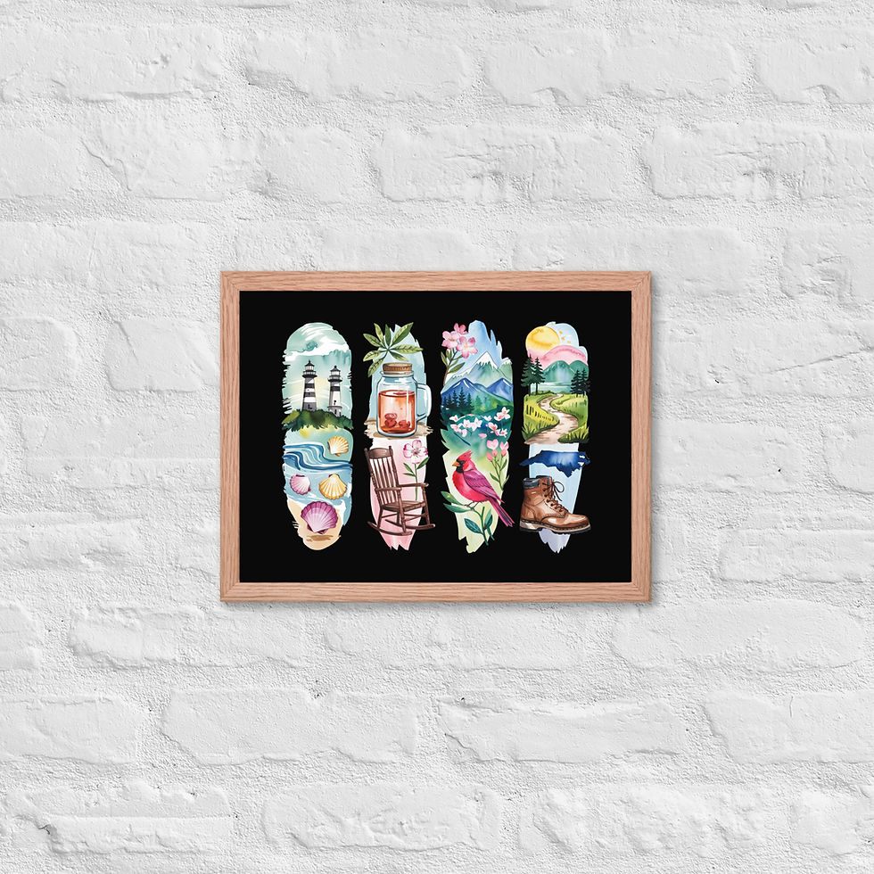 Thumbnail: North Carolina Vibes - Coast, Mountains & More Framed Poster