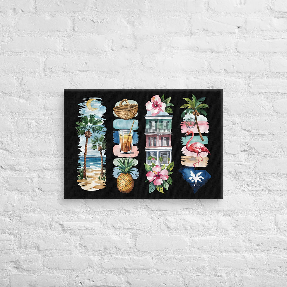 Thumbnail: Coastal South Carolina - Homes, Flamingos & Beach Vibes Canvas