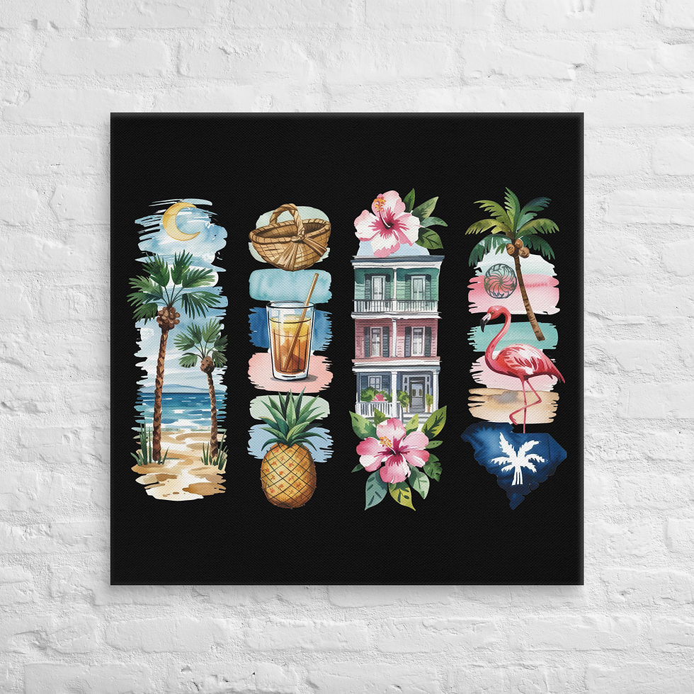 Thumbnail: Coastal South Carolina - Homes, Flamingos & Beach Vibes Canvas