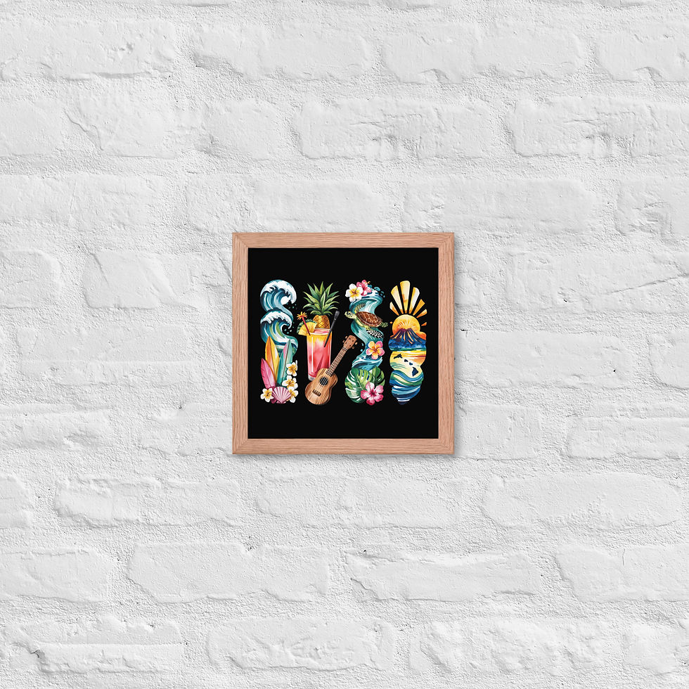 Thumbnail: Hawaii Islands - Beach, Corals, Culture & Natural Beauty Framed Poster