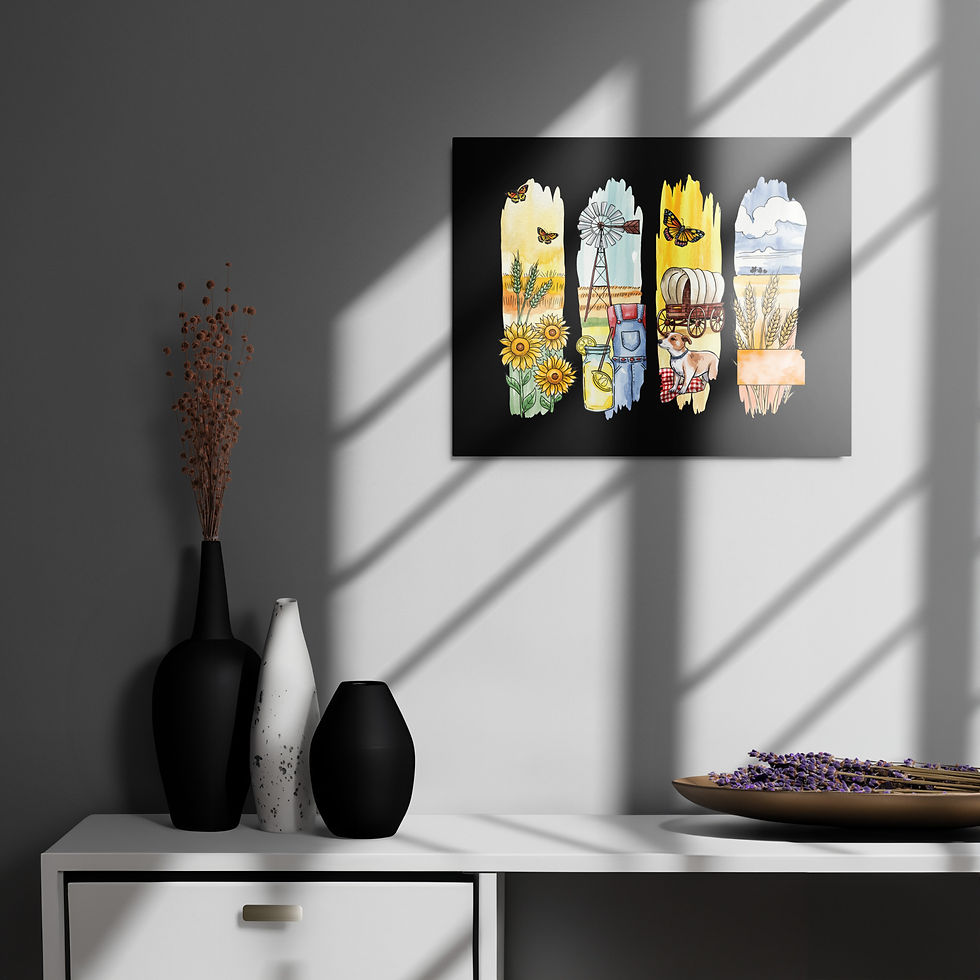 Thumbnail: Kansas - Sunflower State, Wheat & Prairie Life Metal Prints