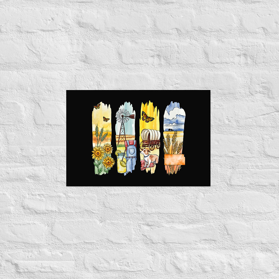 Thumbnail: Kansas - Sunflower State, Wheat & Prairie Life Poster