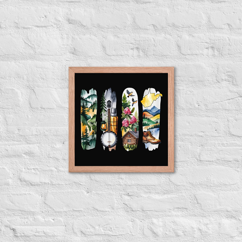 Thumbnail: West Virginia Wild - Mountains & River Brushstrokes Framed Poster