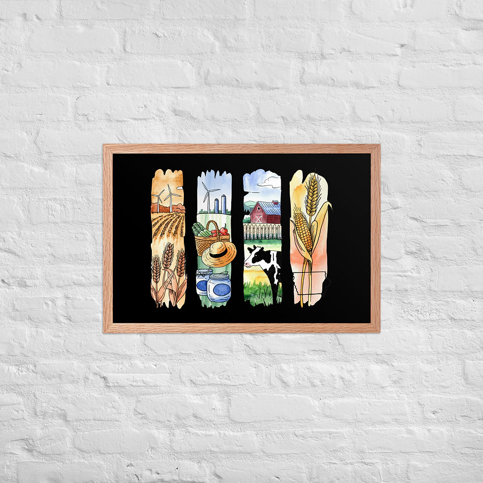Thumbnail: Iowa Brushstrokes - Farms, Cornfields & Heartland Vibes Framed Poster