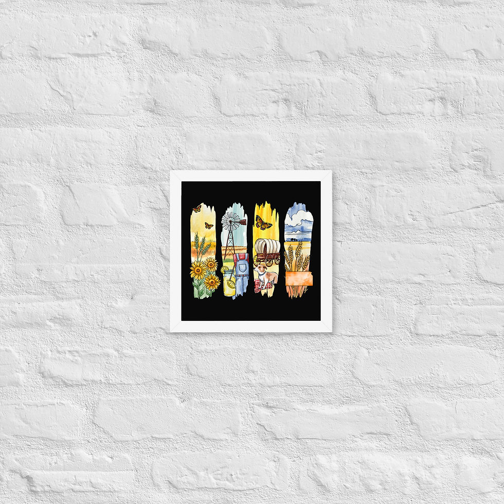 Thumbnail: Kansas - Sunflower State, Wheat & Prairie Life Framed Poster