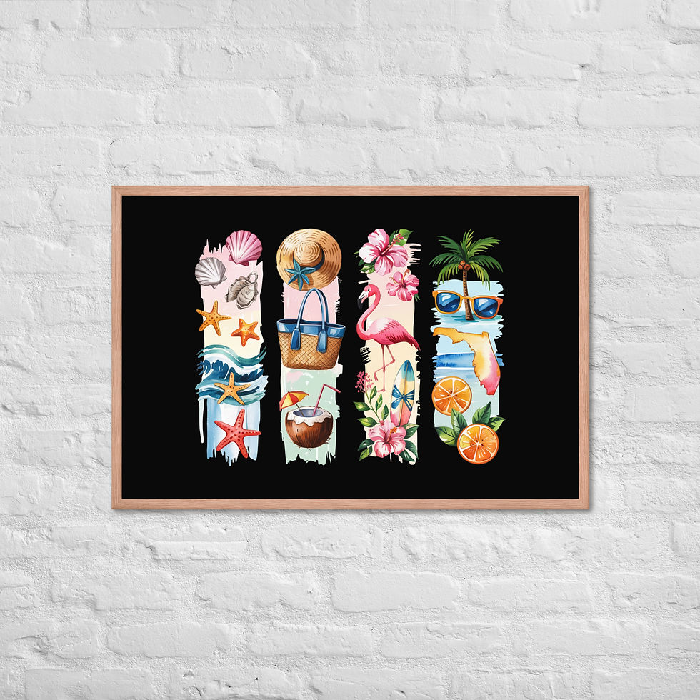 Thumbnail: Florida - Sunshine State, Beach, Palm Trees & Ocean Framed Poster
