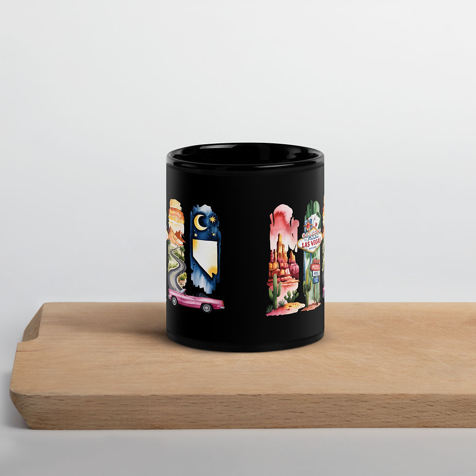 Nevada Life - Desert Skies, Vegas Lights & Wild Trails Black Glossy Mug
