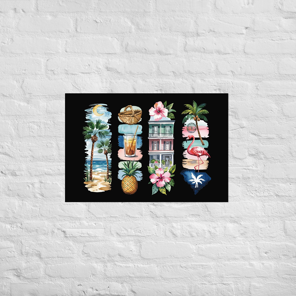 Thumbnail: Coastal South Carolina - Homes, Flamingos & Beach Vibes Poster