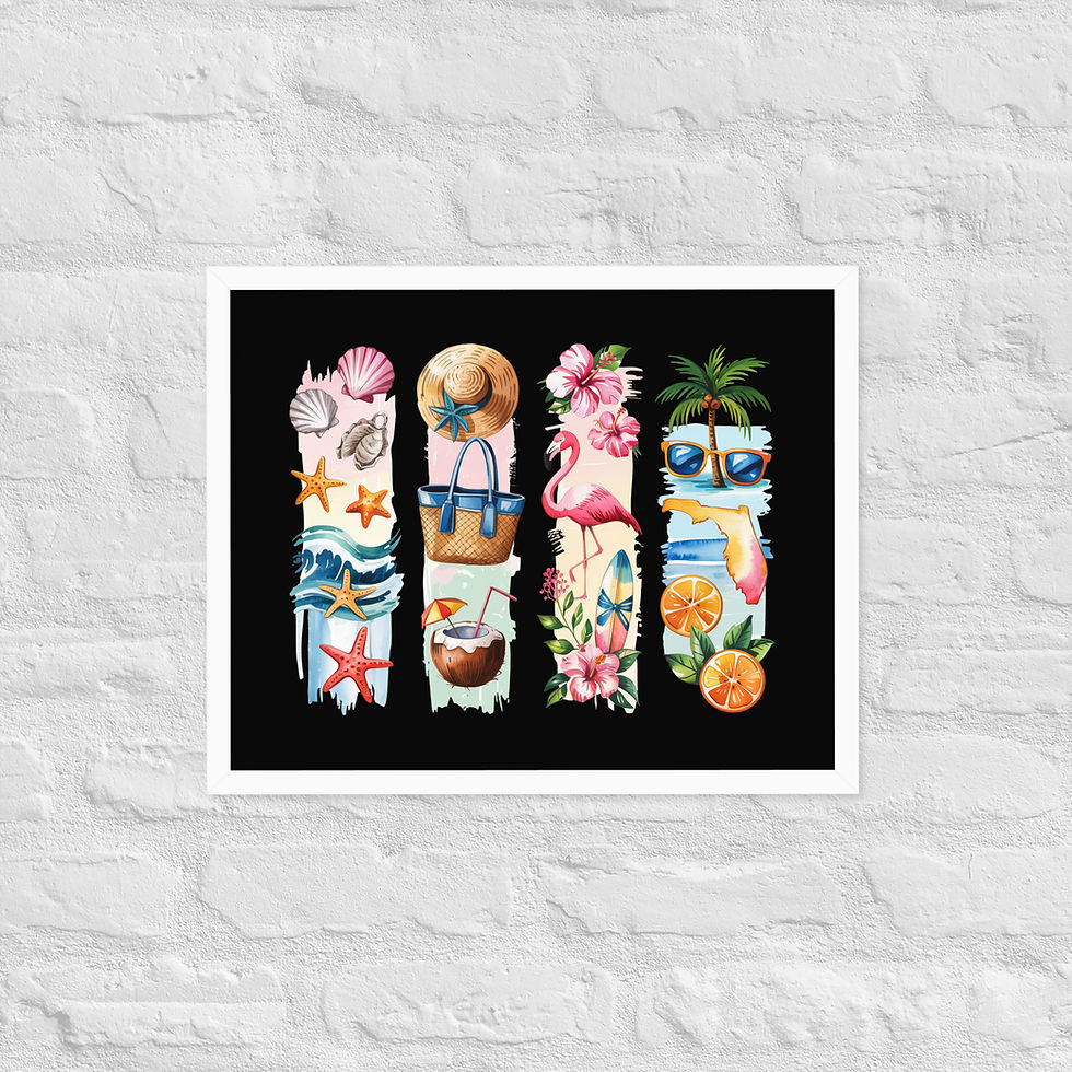 Thumbnail: Florida - Sunshine State, Beach, Palm Trees & Ocean Framed Poster