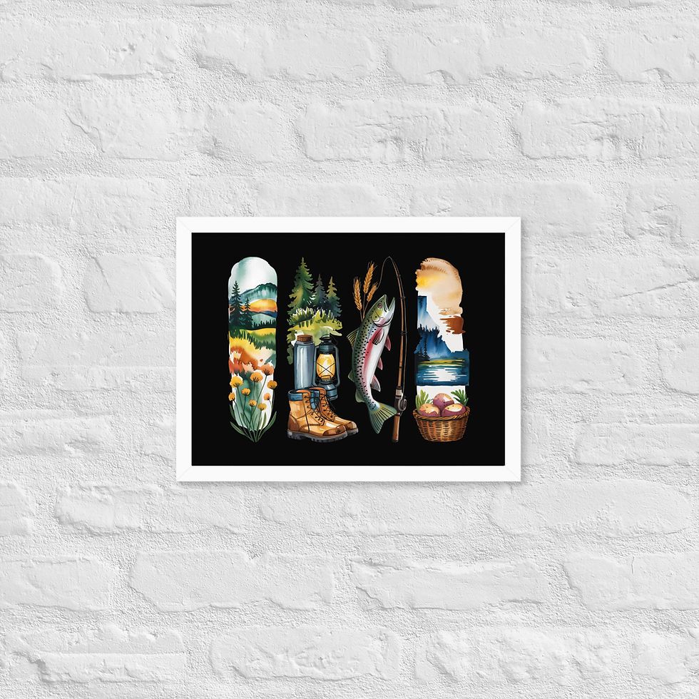 Thumbnail: Idaho Adventure - Mountains, Forests, Camping & Fishing Framed Poster