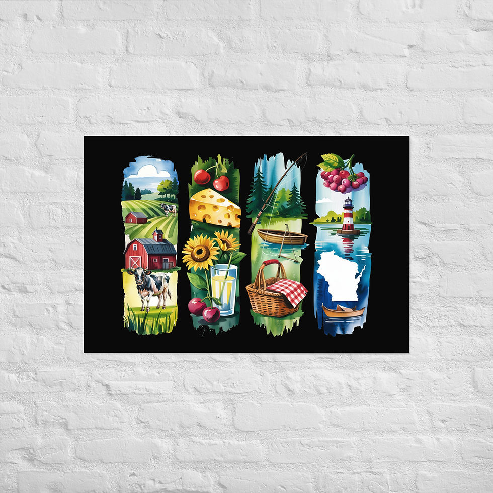 Thumbnail: Wisconsin Life - Farms, Lakes & Outdoor Brushstrokes Poster