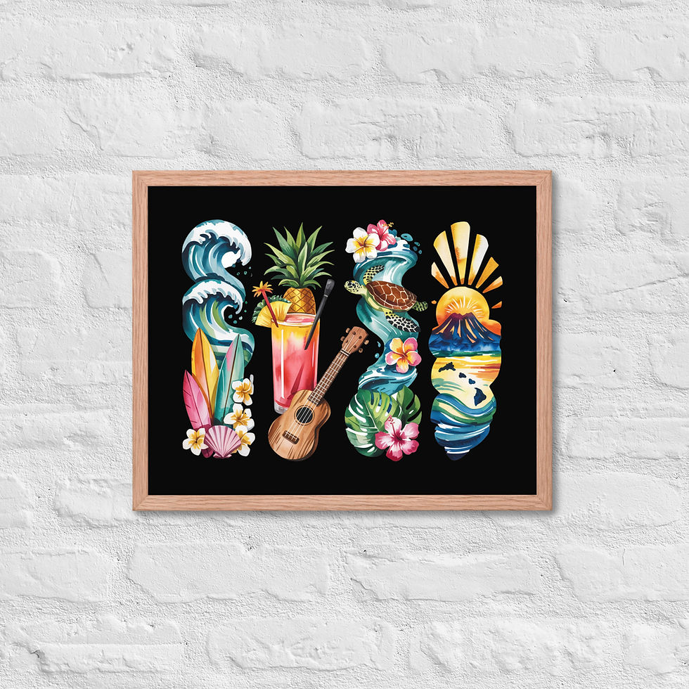 Thumbnail: Hawaii Islands - Beach, Corals, Culture & Natural Beauty Framed Poster