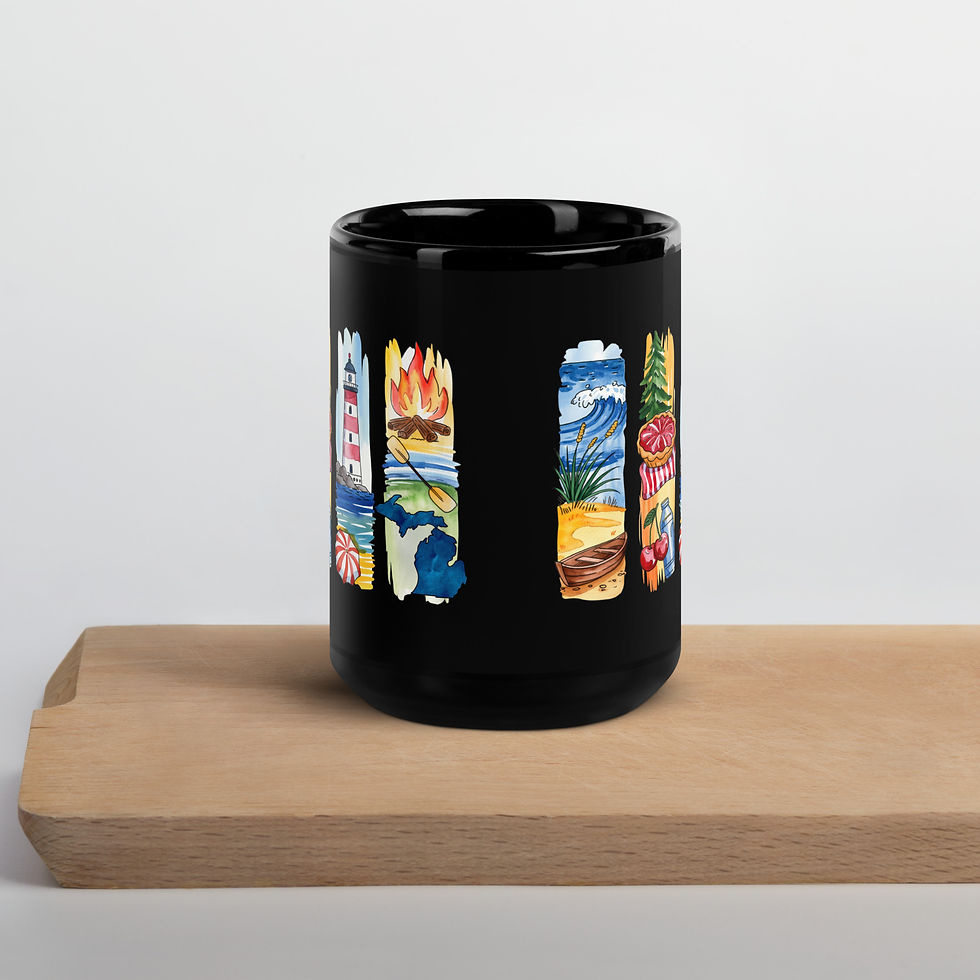 Thumbnail: Michigan - Great Lakes, Forests & Scenic Beauty Black Glossy Mug