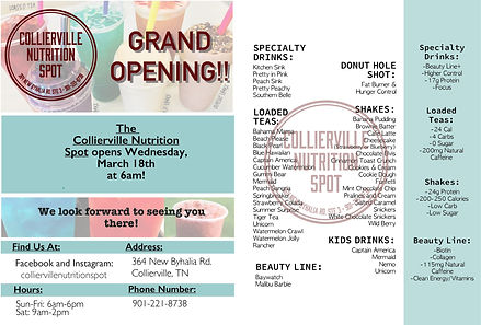 Collierville Nutrion Menu