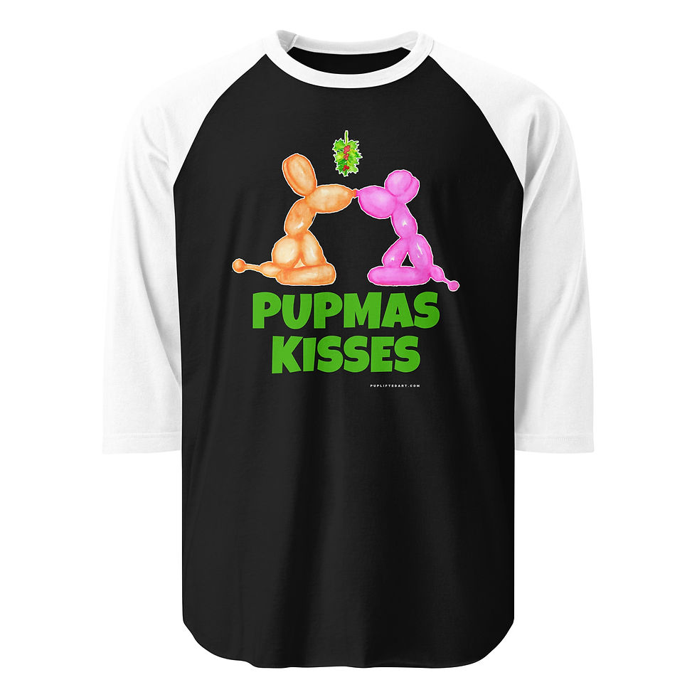 Thumbnail: "Pupmas Kisses" 3/4 sleeve raglan shirt