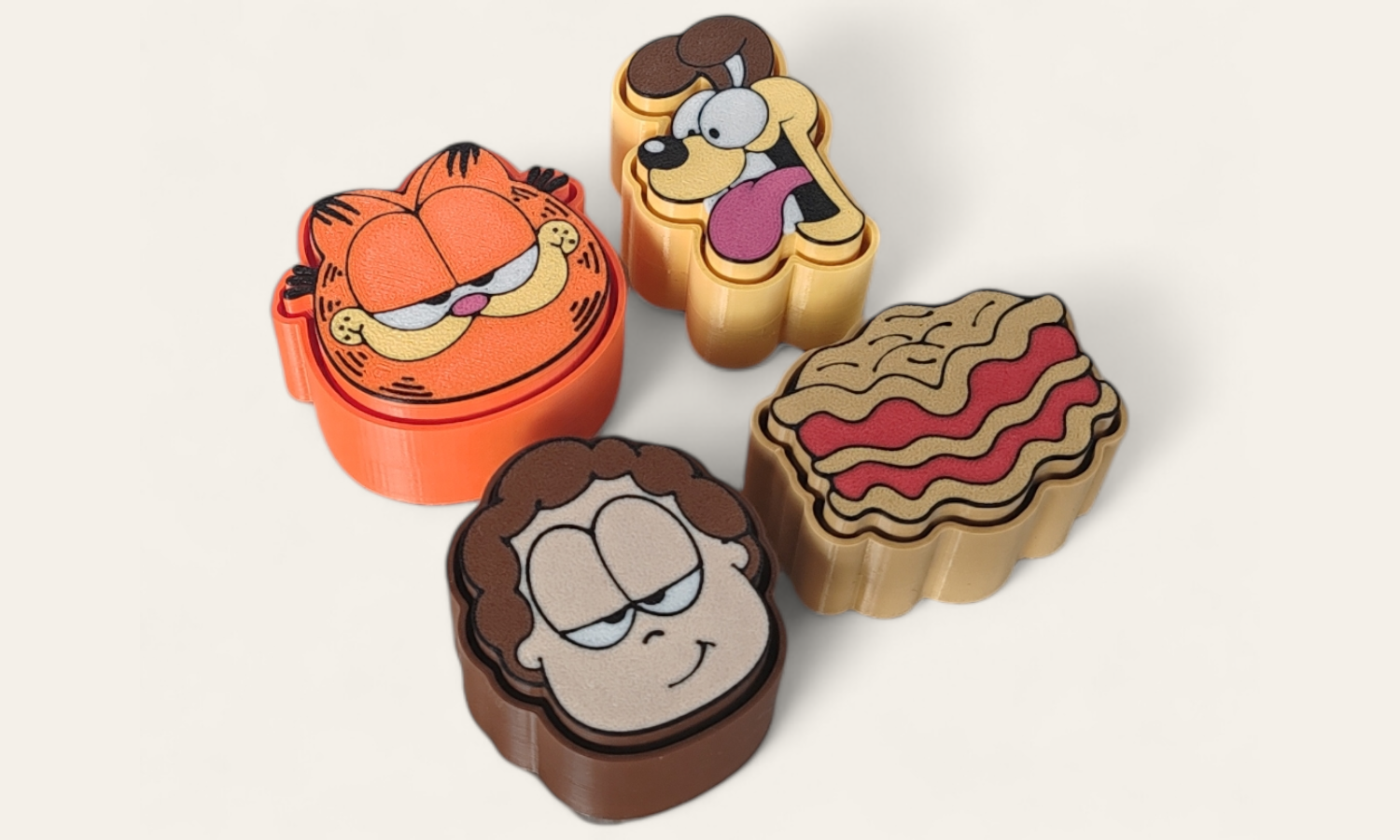 Fan Art 3D Printed Garfield Character Fidget Keychain Clicker Pack