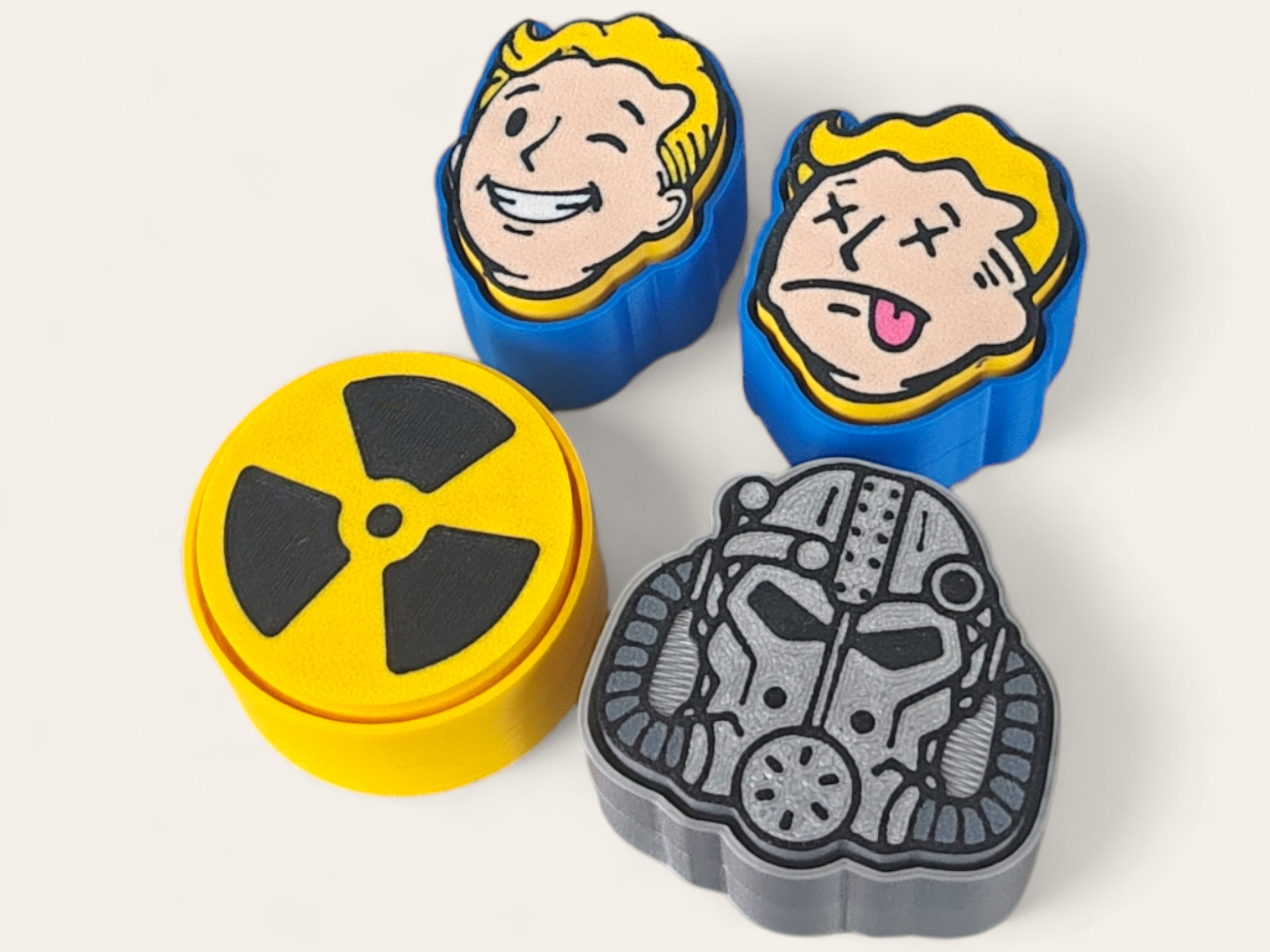 Fan Art 3D Printed Fallout Character Fidget Keychain Clicker Pack