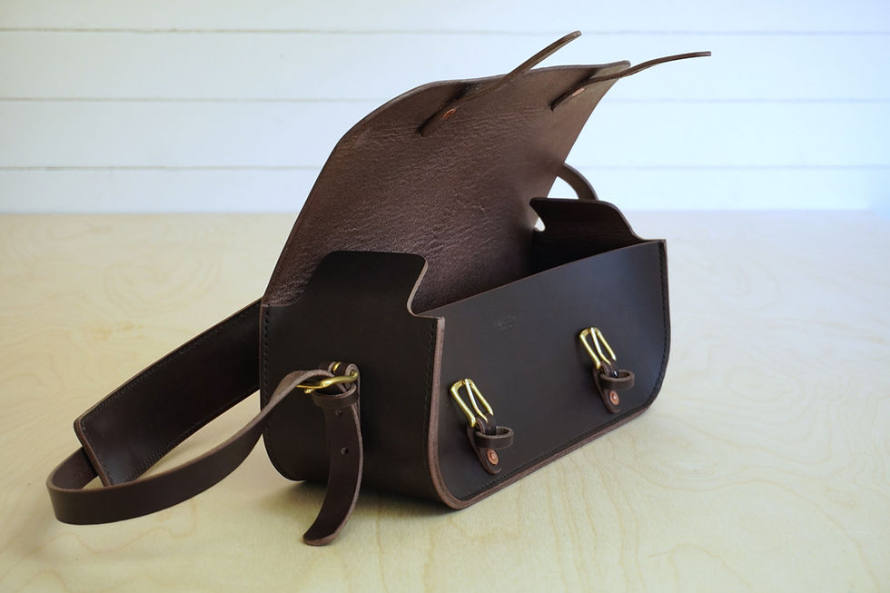 Thumbnail: Hand made, full grain, vegetable tanned italian leather tool bag. hand stitched.