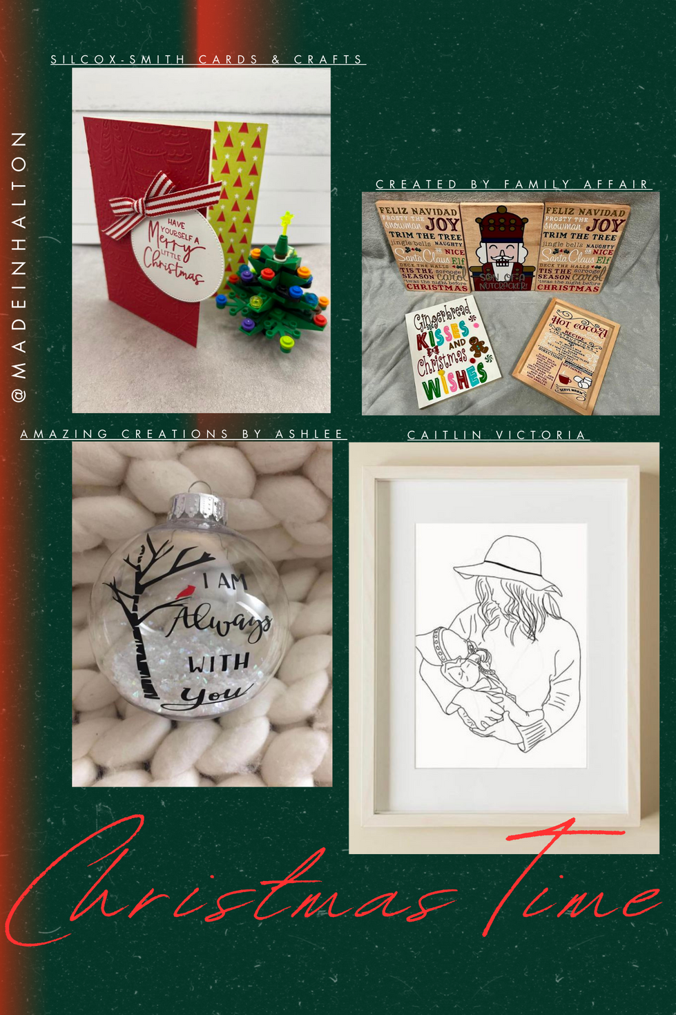 Green Retro Christmas Concept Photo Collage